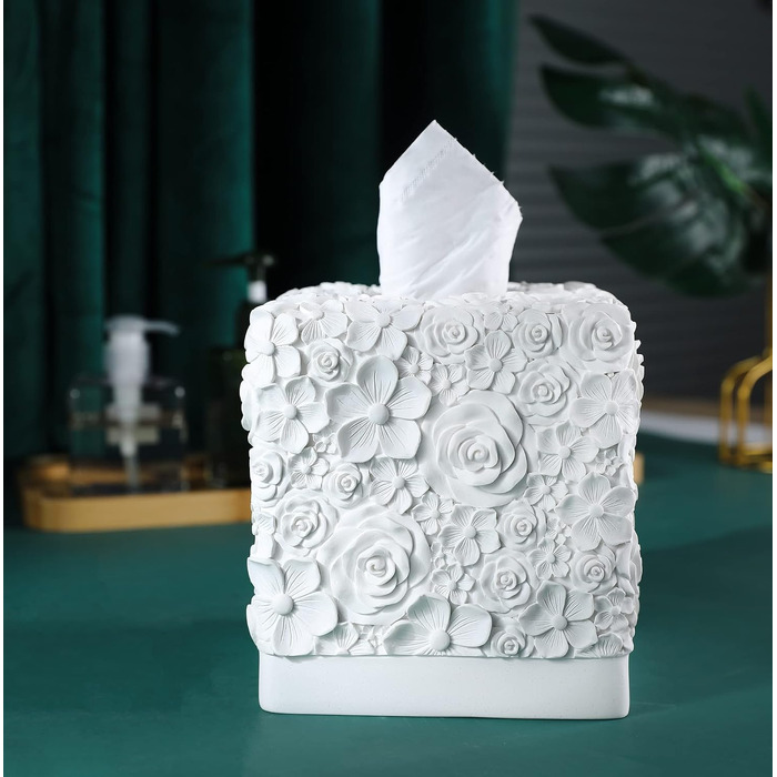 Декоративний чохол для коробки серветок Kleenex Hymmah, квадратний з лотком, дизайн «куб» для спальні та вітальні, колір білий