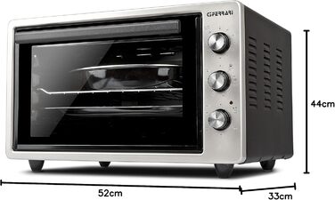 Електродуховка G3 Ferrari Rostò 58 з рожном, 58 літрів, до 300°C, срібно-чорна