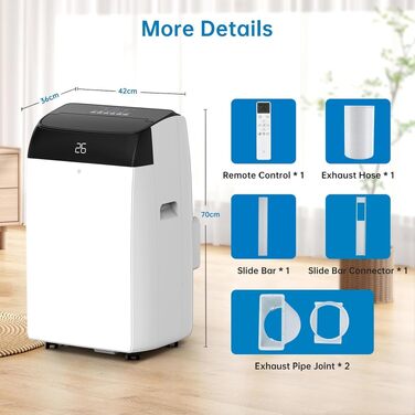 Мобільний кондиціонер Acekool 12000 BTU 4-в-1 з нічним режимом, енергокласу A, для кімнат до 51м²