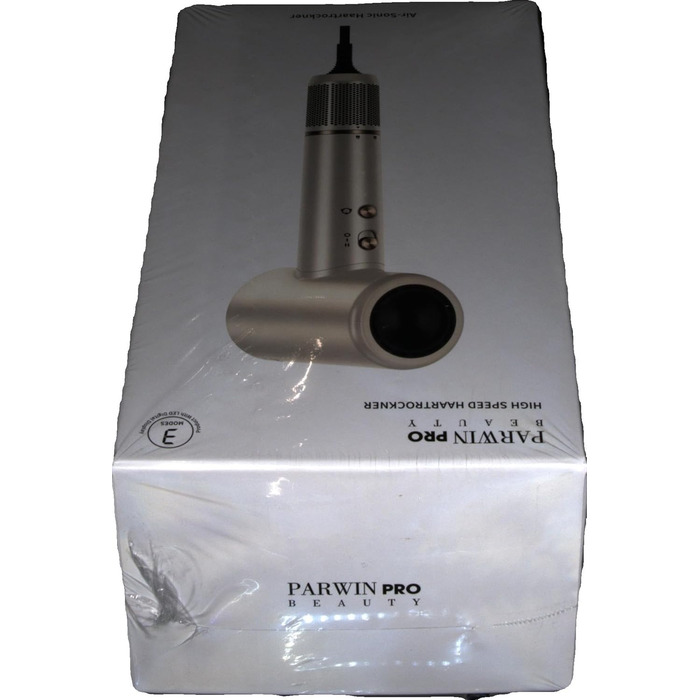 Фен Air-Sonic PARWIN PRO BEAUTY з HD-LED дисплеєм, безщітковий мотор 110 000 об/хв, 200 млн негативних іонів, потужний повітряний потік 25 м/с, швидке сушіння, тихий, шампань-сріблястий