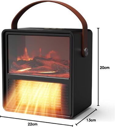 Керамічний електричний обігрівач Minthouz 1200W/800W з 3D ефектом полум'я, регульованим термостатом та захистом від перегріву для спальні та офісу