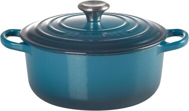 Чавунна каструля Le Creuset Signature з кришкою, кругла, 20 см, 2,4 л, для всіх плит і індукції, Deep Teal