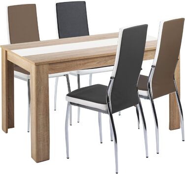 Обідній стіл byLIVING NORI 120×80 см, кухня, світло-коричневий, дуб сонома, реверсивна стільниця (чорна або біла)