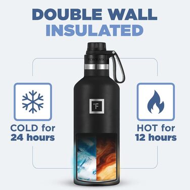 Термофляга IRON °FLASK 950 мл з 3 кришками - не протікає, подвійні стінки, ізольована, BPA-free, для спорту, школи, фітнесу, кемпінгу (з носиком)