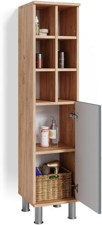 Пенал для ванної Vicco Fynn, зелений/дуб золотий, 30x130,6 см, з великою дверцятю