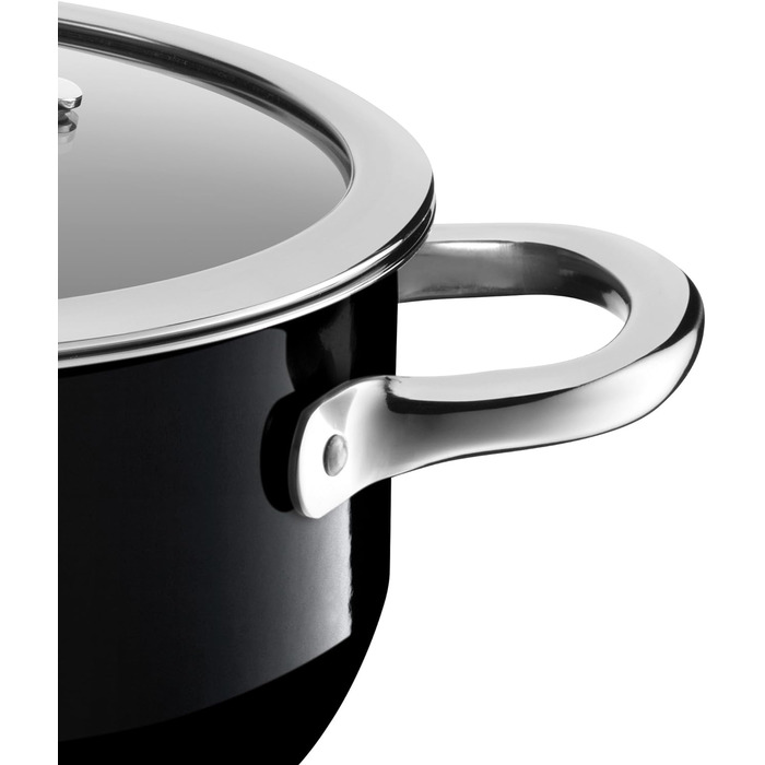Набір каструль Silit Passion Black 4 шт, індукційні, з кришками, силарган, без нікелю, чорний