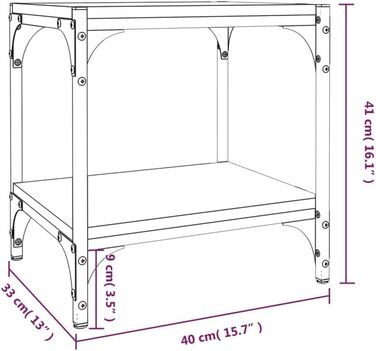 vidaXL ТВ-тумба низька, чорна, 40x33x41 см, ДСП і сталь, меблі під телевізор