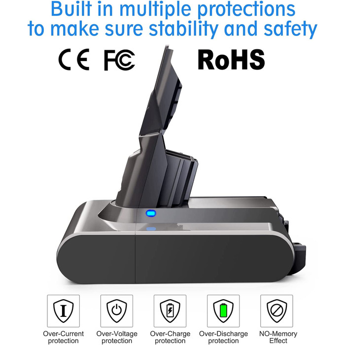 Акумулятор для Dyson V7 6000mAh з 2 фільтрами, сумісний з Animal SV11, Tigger, Absolute, Motorhead Pro, Fluffy, Mattress, запасний акумулятор для пилососа
