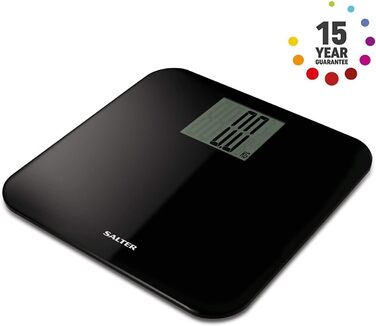 Електронна ваги для ванної Salter 9049 BK3R, 250 кг, велика платформа, точне вимірювання, Step-On технологія, чорна