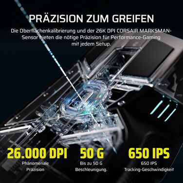Бездротова ігрова миша Corsair IRONCLAW Wireless SE (2026) чорна: 26,000 DPI, ергономічний дизайн для великих долонь, 10 програмованих кнопок, для MOBA, FPS, MMO