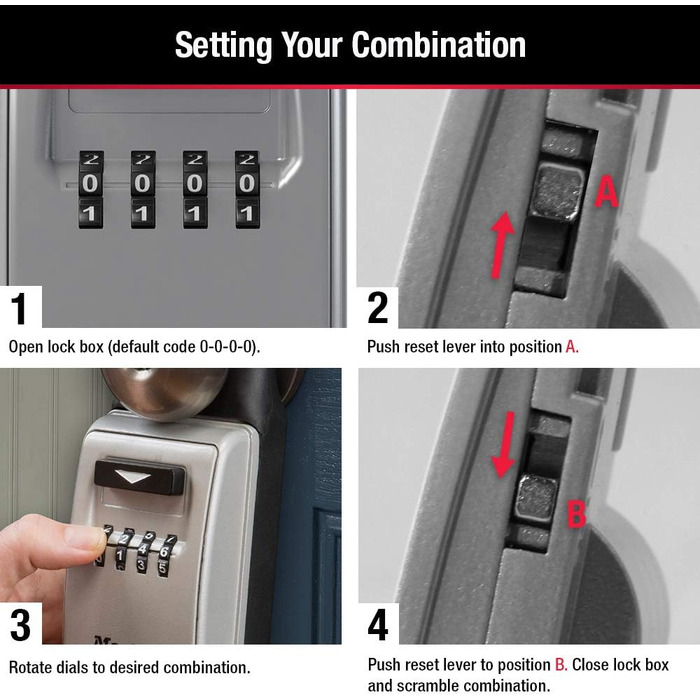 Захисний металевий бокс для ключів Master Lock 5415D, стіновий сейф з кодовим замком, цинковий сплав
