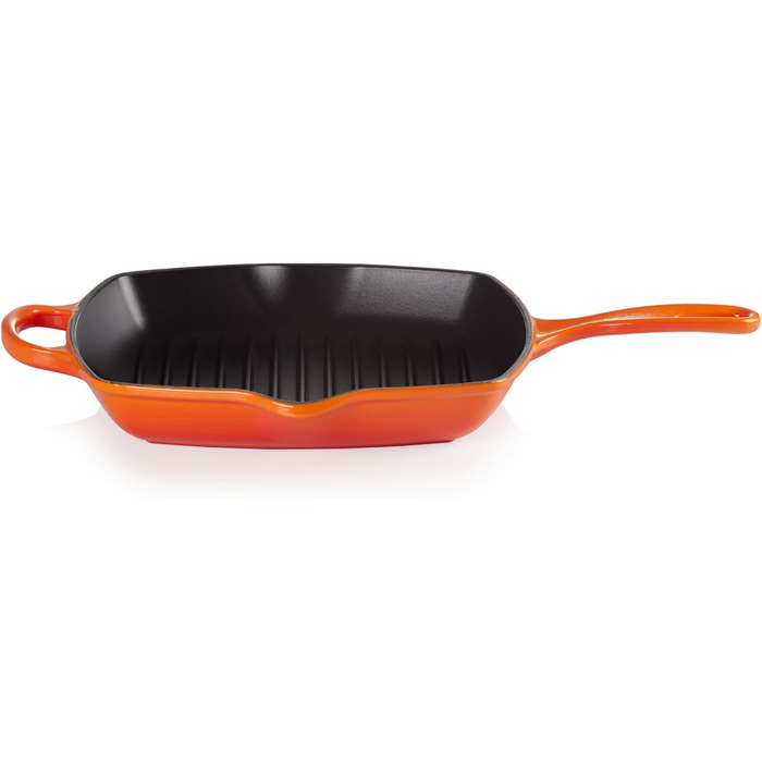 Сковорода-гриль LE CREUSET Signature з чавуну, квадратна, 26 см, для всіх типів плит (включно з індукційними), 2,86 кг, колір: рудо-червоний (Flint)