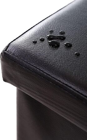 Банкетка з відкидною кришкою Dibea 76x38x38 см, чорна екошкіра