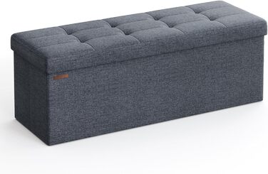Складаний пуф SONGMICS з місцем для зберігання, 110×38×38 см, до 300 кг, нейлоновий, неоново-блакитний, для вітальні, спальні, передпокою