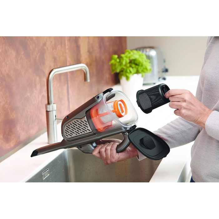 Пилосос ручний Black+Decker Dustbuster Smart Tech 36 Вт·год 18В, циклонний, дві потужності, витяжна щілинна насадка, зарядний кабель з настінним кріпленням