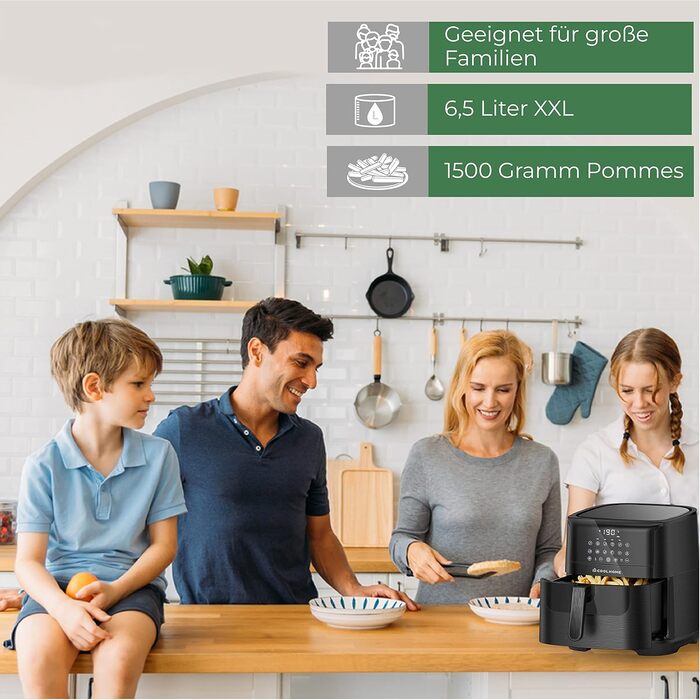 Аерофритюрниця AF23 Airfryer XXL Deluxe, 6.5 л, з керамічним покриттям, чорна