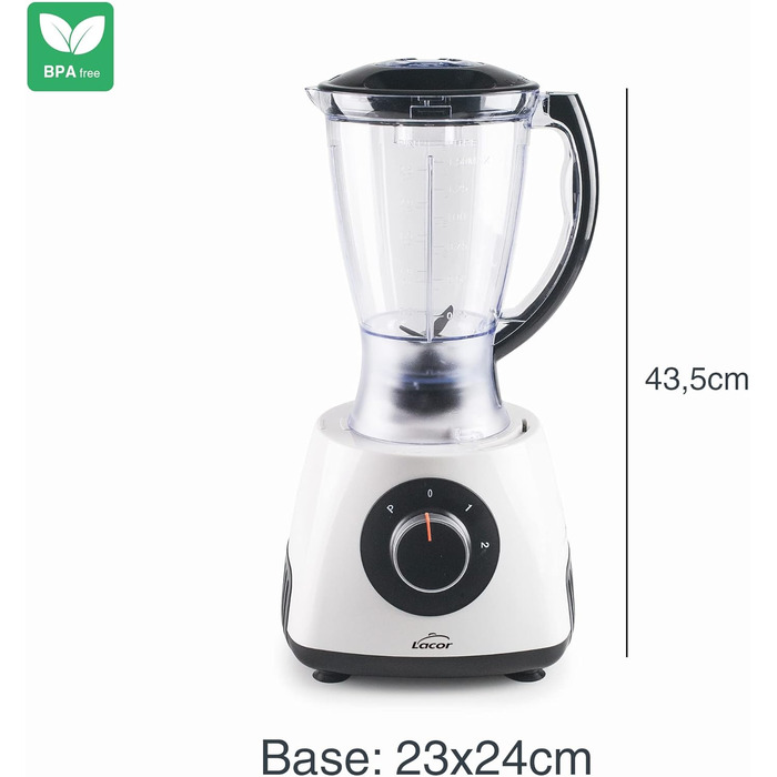 Кухонна машина Lacor MultiGenius 100% BPA-free, багатофункціональна, змінна швидкість, 8 насадок, захист, для посудомийки, біла