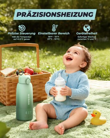 Портативний підігрівач для пляшечок Wemoh з самоочищенням, точним контролем температури, 450 мл та швидким нагрівом 100W для дитячого харчування та води