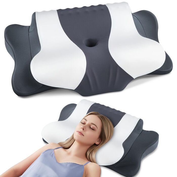 Подушка для сну DONAMA з Memory Foam: ортопедична подушка для шиї та голови для сну на боці, спині та животі з чохлом