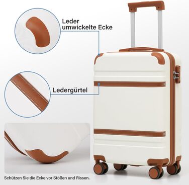 Жорсткий валізу COOLIFE 55x35x20 см для ручної поклажі Ryanair, із TSA-замком і 4 подвійними колесами, синій/коричневий