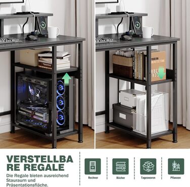 Комп'ютерний стіл 120x50 см з 4 шухлядами, поличкою для монітора та мережевим фільтром, компактний офісний стіл для роботи та геймінгу, чорний