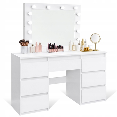 Туалетний столик ELDEN білий MDF з дзеркалом та шухлядами, 120x45x140 см