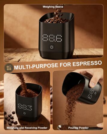 Ваги для кави цифровi Kaffee Waage для еспресо та пуровер, з таймером, аксесуар для бариста, мінімалістичний дизайн (чорні)