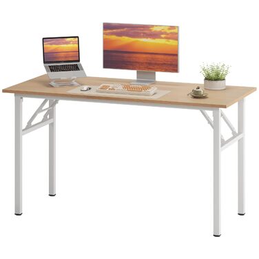 Розкладний письмовий стіл Sogesfurniture 120x60x75 см, дуб світлий/білий - комп'ютерний стіл, офісний стіл, конференц-стіл