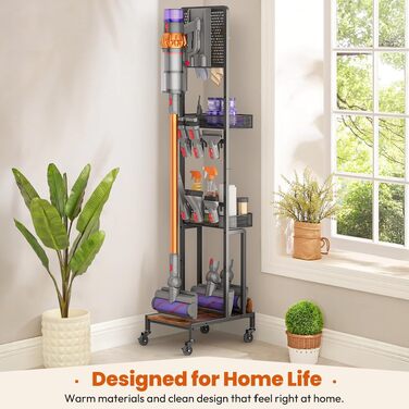 Підставка для пилососа Dyson V15, V12, V11, V10, V8, V7, V6 Gen5 з тримачем для насадок, чорна док-станція для зберігання