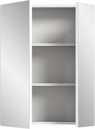 Дзеркальна шафа xonox.home Vira X2LA9772 для ванної, біла, меламін, 60x77x18 см, з великою дзеркальною поверхнею, 2 дверцята