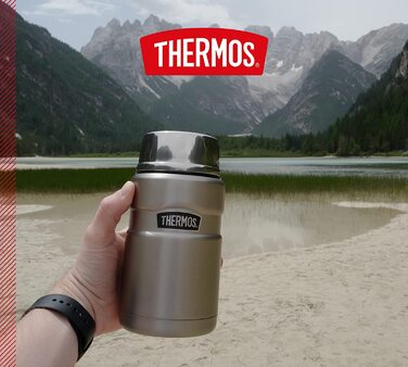 Термос для їжі Thermos STAINLESS KING 0,71 л з нержавіючої сталі, зберігає тепло 14 годин і холод 24 години, герметичний, великий харчовий контейнер для супу, мюслі, страв, підходить для миття в посудомийній машині, без ложки