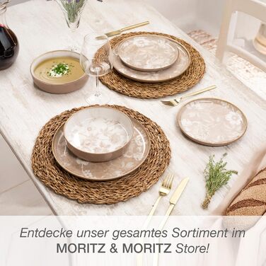 Набір посуду Moritz & Moritz MARIELLA 24 предмети для 6 осіб - керамічний сервіс бежевого кольору з сучасним дизайном, тарілки, миски, чашки