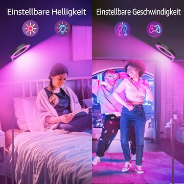 Світлодіодна торшерна лампа RGB, 42W, димована, з пультом, двостороннє освітлення, зміна кольору, для вітальні, спальні, офісу, готелю