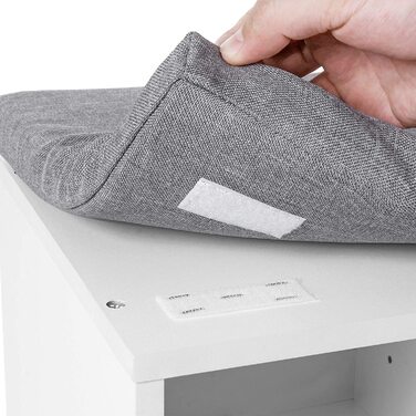 VASAGLE лавка для взуття з м'яким сидінням, біла-сіра, 10 відділень, регульовані полиці, з місцем для зберігання, 104×30×48 см, для передпокою та спальні