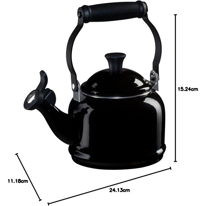 Емальований чайник Le Creuset Demi з карбонової сталі, 1.1 л, чорний глянцевий