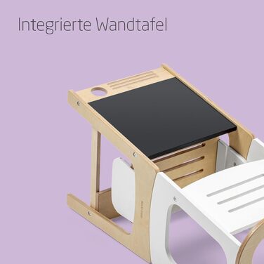 Дитяча Montessori-драбинка Maxi-Cosi Toucan 3-в-1 з дерева: помічник (лернтурм), стілець та стіл з інтегрованою дошкою, FSC-сертифікована натуральна деревина, навантаження до 150 кг