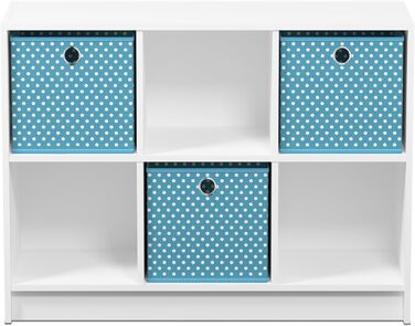 Книжкова шафа Furinno Basic на 6 відділень з 3 вставками, біло-блакитна, 30,23x30,23x59,94 см