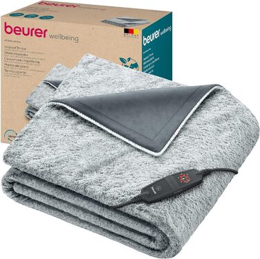 Електрична грілка-ковдра Beurer HD 75 Nordic Grey Green Planet, з переробленого матеріалу, 6 температурних режимів, м'яка, автоматичне вимкнення, 180x130 см