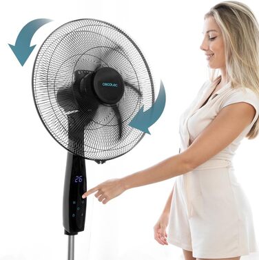 Вентилятор підлоговий Cecotec EnergySilence 610 Max Flow 70 Вт, діаметр 40 см, 4 швидкості, таймер 2 години, поворот 90°, регульований кут нахилу та висота, чорний