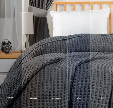 Вафельна літня ковдра Utopia Bedding з 100% бавовни, антрацит, 228x228 см