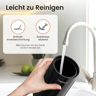 Pro Breeze електричний спінювач молока з антипригарним покриттям, для гарячої та холодної молочної піни, для кави, капучино, какао, чорний