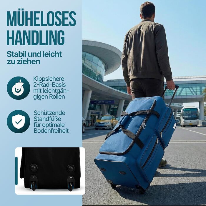 Дорожня сумка на колесах MONZANA XL, місткість 85 л, телескопічна ручка, м'який багаж (70x36x34 см), темно-синя