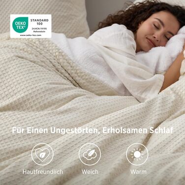 Фланелевий комплект постільної білизни BEDSURE теплий, 3-тійльний (Бежевий, ковдра 155x220 см, наволочка 80x80 см)