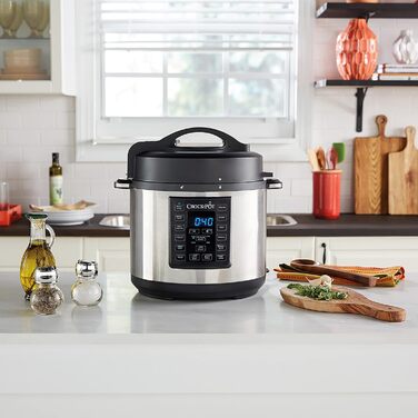 Мультиварка Crockpot Express 12-в-1, програмована, 5,6 л, з функціями повільного приготування, пароварки та смаження, для 6–7 осіб, нержавіюча сталь