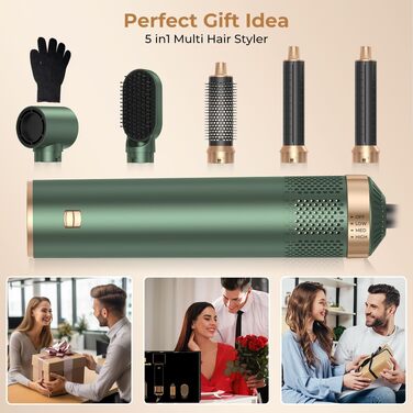 MogaWave Air Styler Pro 6 в 1: Фен-щітка, стайлер для волосся 1000W (Сірий)