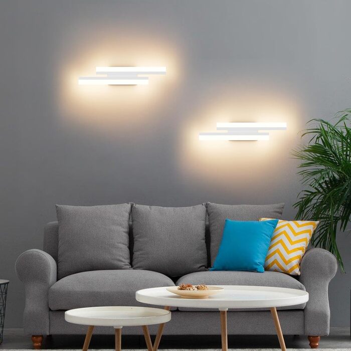 Світлодіодний настінний світильник Klighten 40 см, 12W, 850 Лм, сучасна декор-лампа для спальні, вітальні, коридору, сходів, тепле біле світло 3000K, білий колір, 110-240V