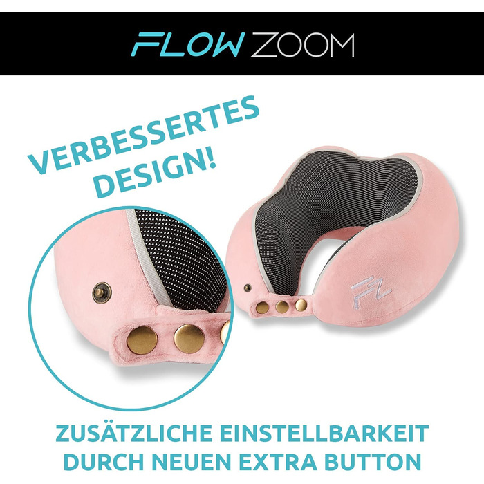Дитяча подушка для шиї FLOWZOOM для авто, поїзда, літака, м'який чохол, рожева