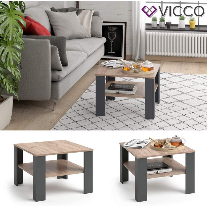 Журнальний стіл Vicco Homer антрацит/пісочний 60х42 см