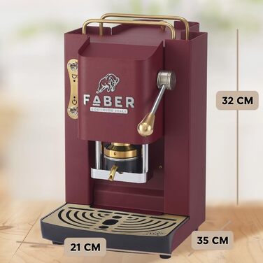 Кавомашина Faber Deluxe 3.0 ESE 44мм, червоний (Cherry Red). Електрична, з резервуаром 1л та регульованим пресом для кавових таблеток