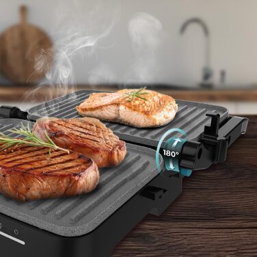 Електрогриль Cecotec Rock'nGrill 2000 з відкритим грилем, 2000 Вт, антипригарне покриття, регульована температура